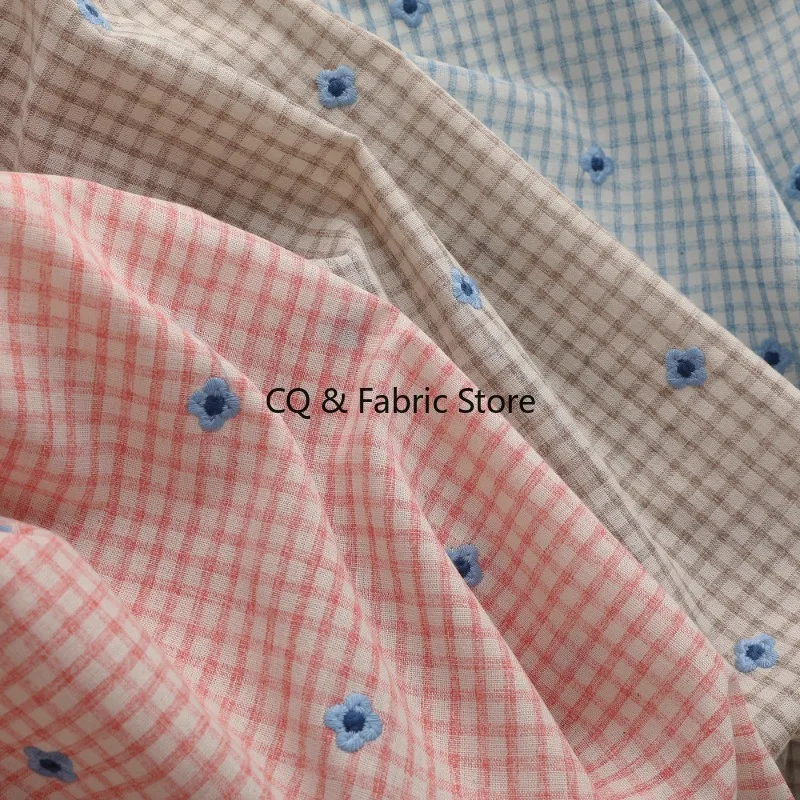 Ins Style Spring Summer Thin Floral Embroidery Fabric For Women Dress Kids Clothing DIY Material By The Meter