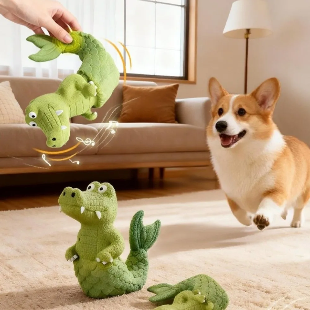 

Natural Latex Squeaky Alligator Dog Chew Resistant Durable Latex Chew Green Color Teething Function Crocodile