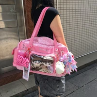 Nuevo bolso de hombro Y2k Leopard Ita, bolso de mano transparente para chicas Lolita, bolso cruzado de gran capacidad para mujer, bonitos bolsos con exhibición DIY