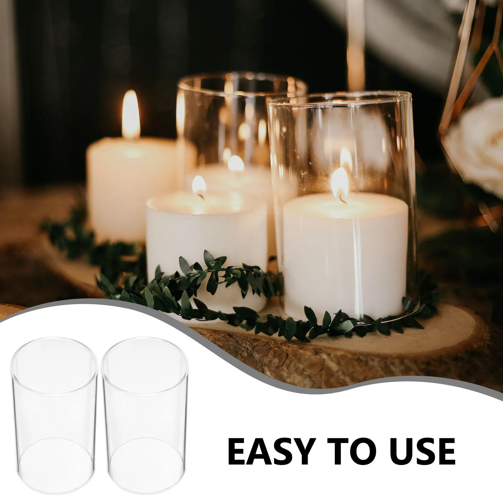 

4Pcs Glass Shade Transparent Cylinder Windproof Cover for Electric LED Light Decorative Room Adorn Wedding Decor