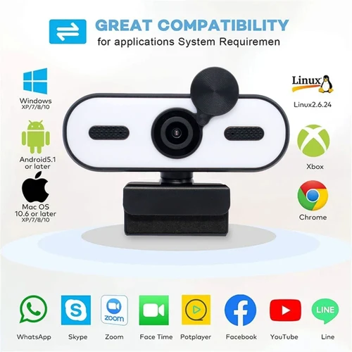 Imagen 2 del producto Mini cámara web 4K 2K 1080P HD para PC portátil Autofocus 30 FPS cámara web USB con micrófono reductor de ruido y cubierta de privacidad cámara Web portátil