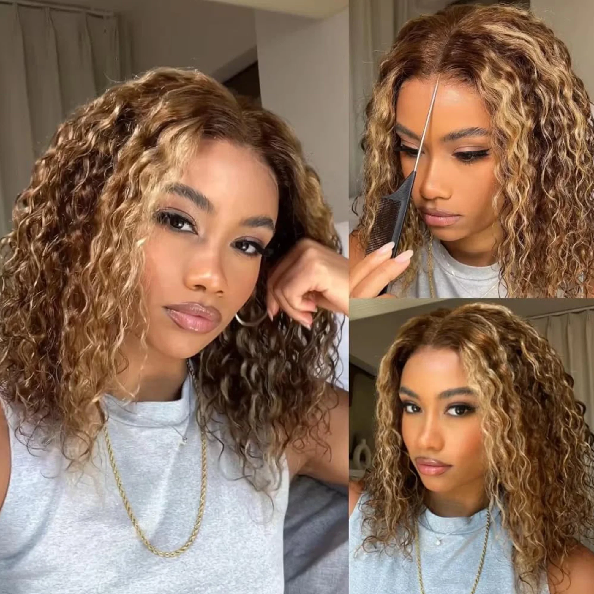 تسليط الضوء على أومبير 13x4 HD موجة عميقة الدانتيل الجبهة الباروكات شعر الإنسان العسل شعر مستعار أشقر ارتداء والذهاب الباروكات 200 الكثافة للمبتدئين