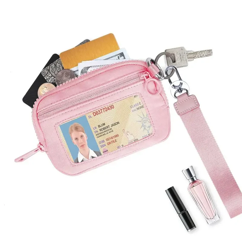 Women Sports Pocket Bag Waterproof Wallet ID Card Case Keychain Coin Bag Ladies Running Zipper Card Purse Key Storage Pouch