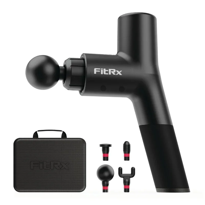 

FitRx Neck and Back Massager, Handheld Percussion Massage Gun with Multiple Speeds and Attachments