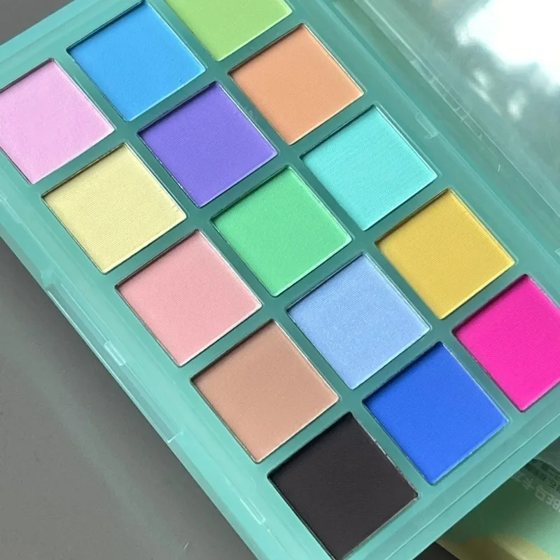 Rainbow 15 Color Eye Shadow Makeup Plate Macaron Shimmer Neon Chrome Powder Eyeshadow Eyes Makeup Cosmetics