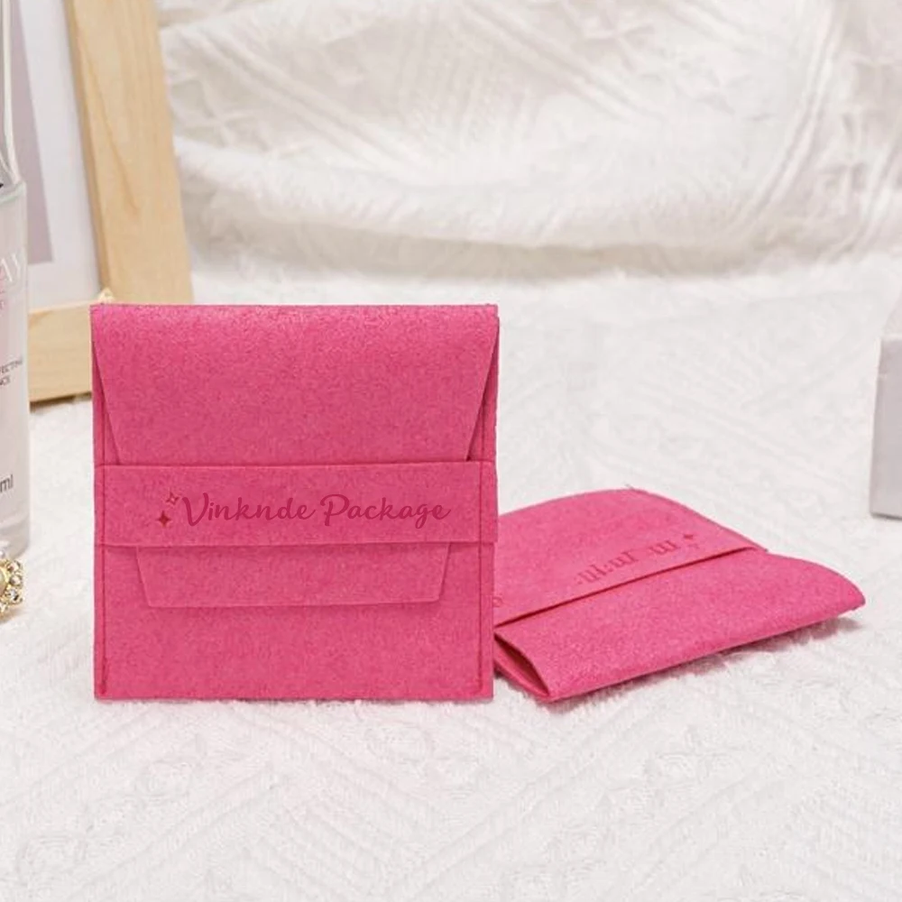 

Custom Luxury 10x10cm Rose Small Jewelry Flap Pouch Bags Emboss Logo Olive Green Microfiber Velevt Earrings Packaging Gift Pouch