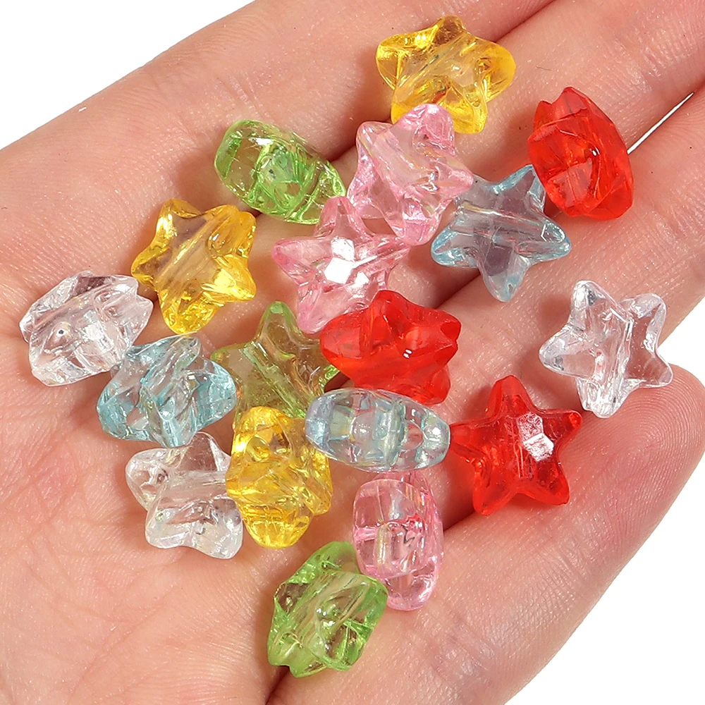 

200 шт./лот 12 мм прозрачные цветные бусины со звездами свободные акриловые бусины-разделители для DIY браслета-подвески телефонная цепочка ювелирные аксессуары