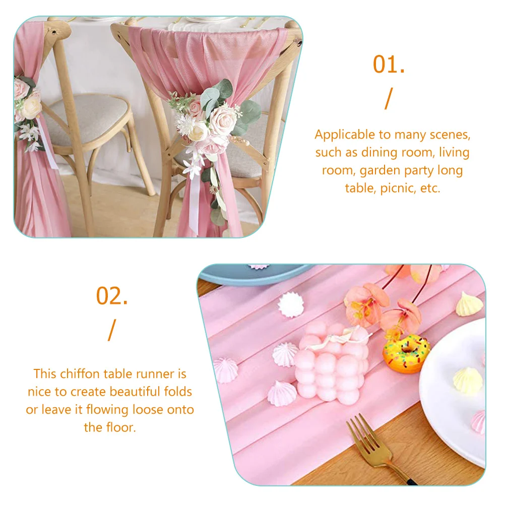 

Trendy Chiffon Table Runner Bridal Shower Table Decor Peach Table Decoration Lightweight Party Table Cover