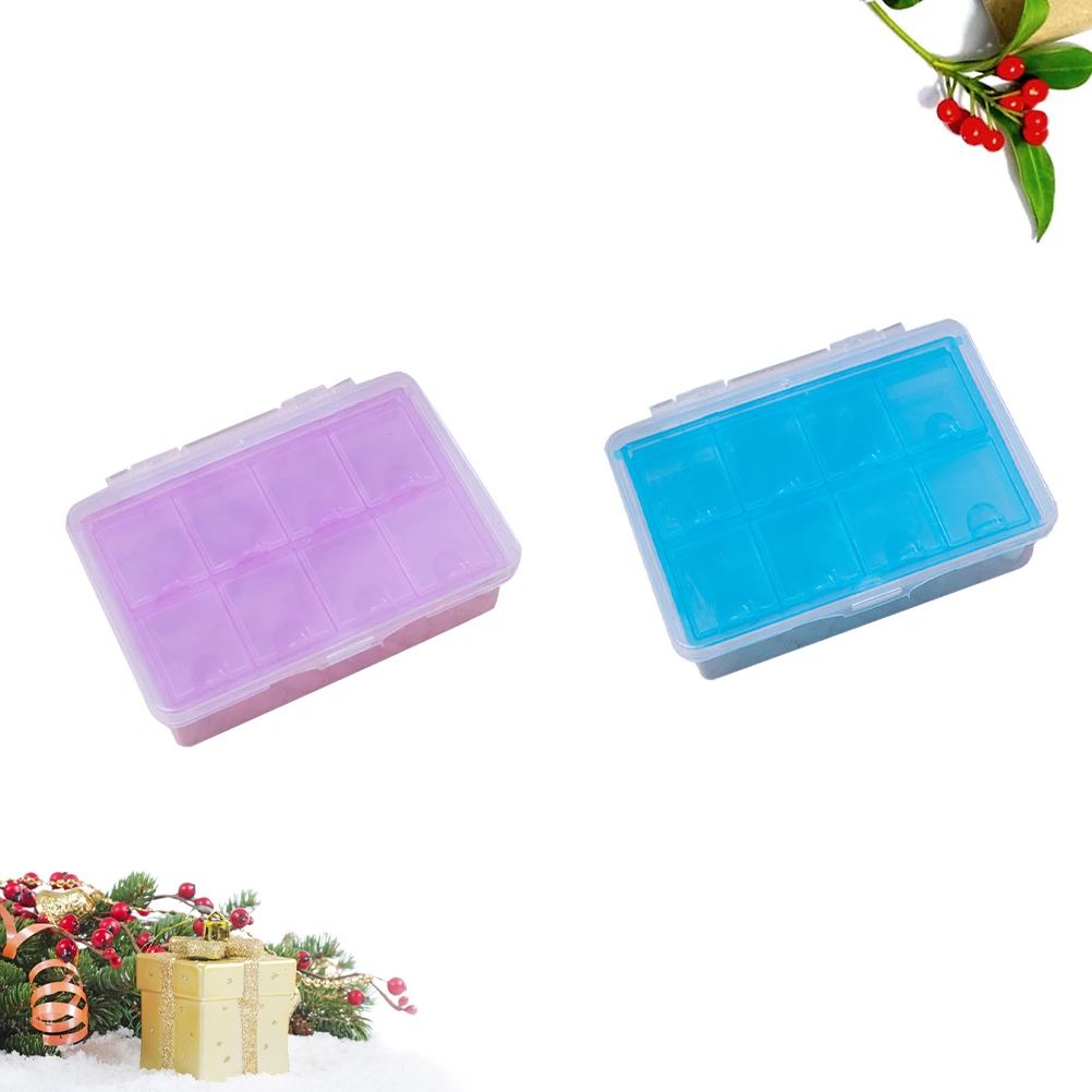 

2pcs 8 Slots Pill Storage Box Portable Sealed Pill Case For Travel Home Outdoor With Organizer Container Lightweight Durable
