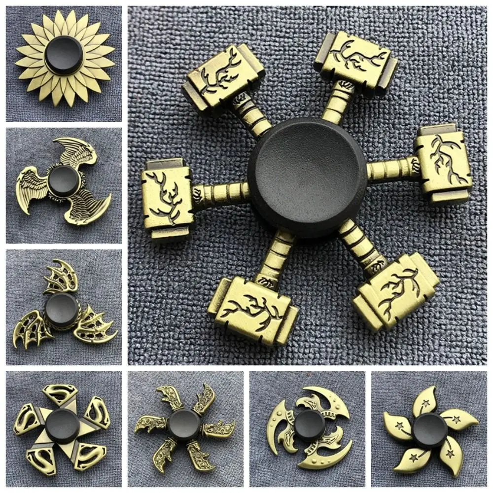 Büro Schreibtisch Spielzeug Messing Farbe Finger Spinner Metall Zink-legierung Fidget Spinner Coole Lustige Hand Spinning Erwachsene Geschenk