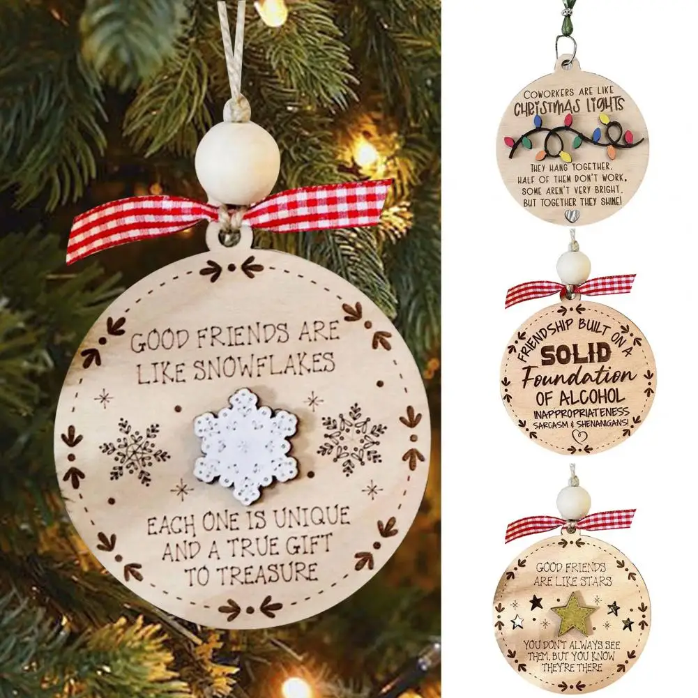 Friendship Hanging Ornament Wooden Christmas Tree Hanging Ornament for Christmas Tree Appreciation Gift for Friends