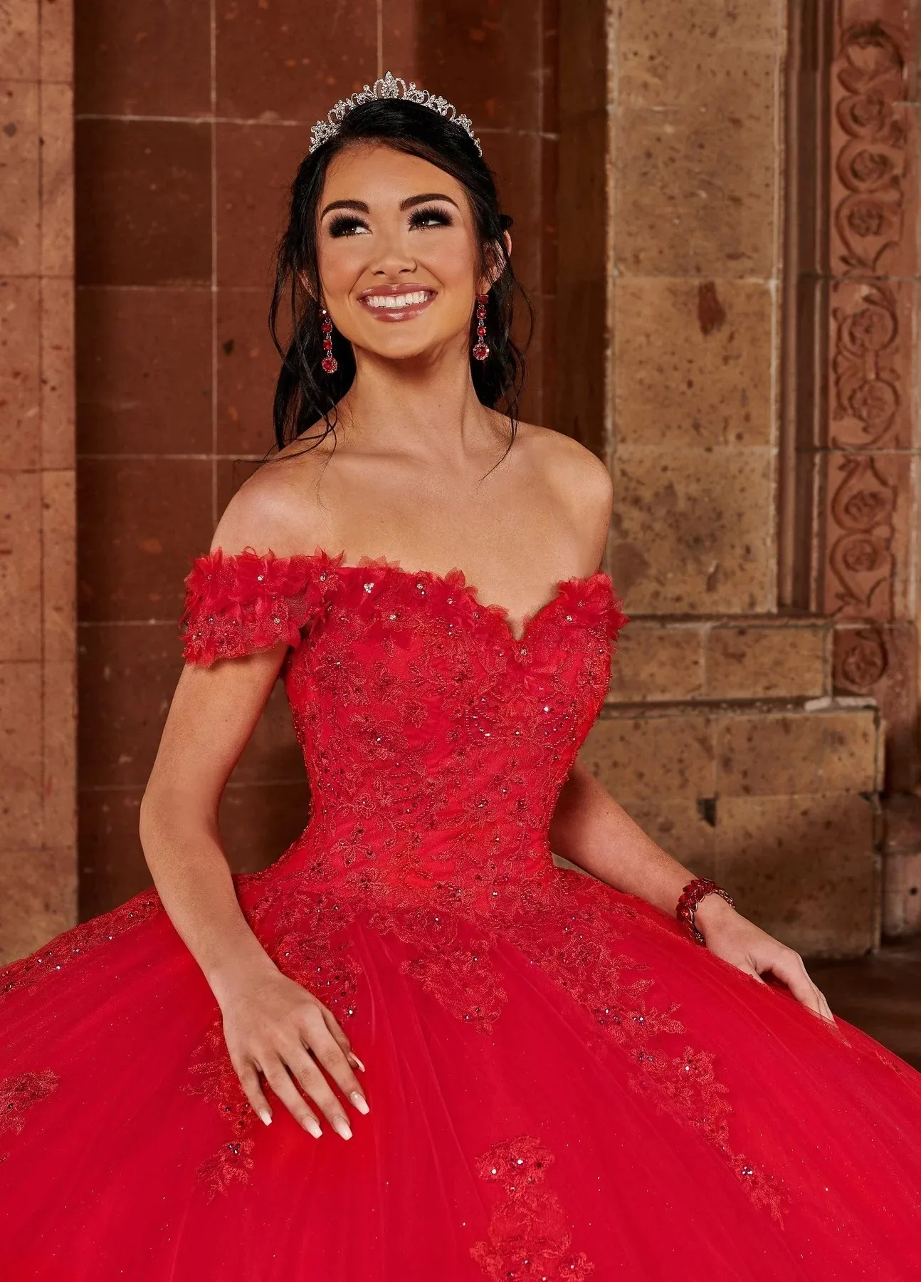 Red Charro Quinceanera Dresses Ball Gown Off The Shoulder Tulle Appliques Beaded Puffy Mexican Sweet 16 Dresses 15 Anos