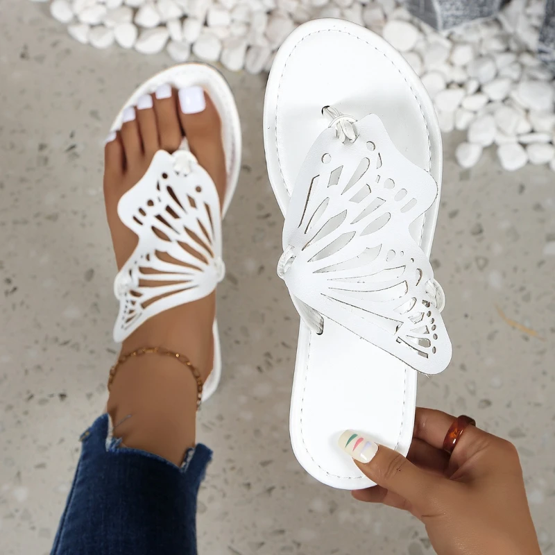 

Summer Fashion Women Butterfly Slippers Lightweight Anti Slip Flat Bottom Flip Flops Outdoor Beach Casual Slides Women Slippers