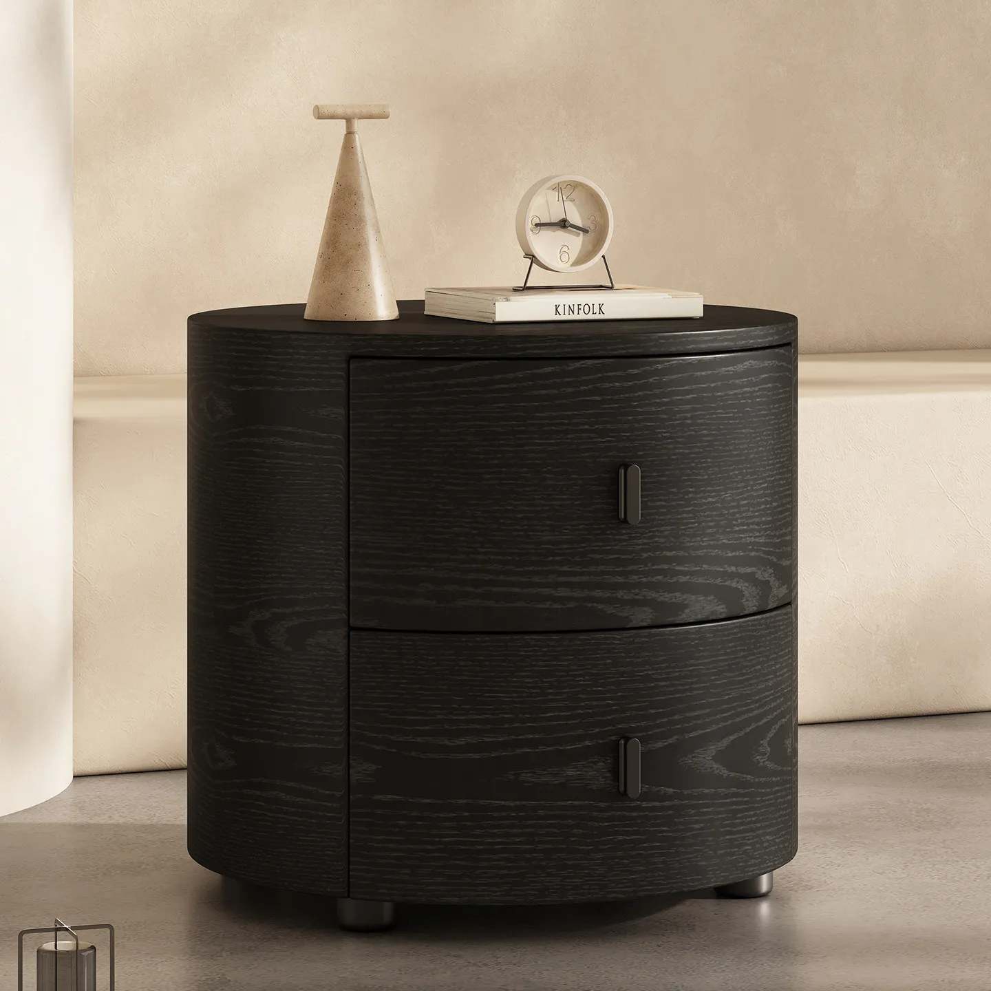 Italian Modern Minimalist Bedroom Nightstand Double Doors Density Board Top Multi-functional TUOCHEN