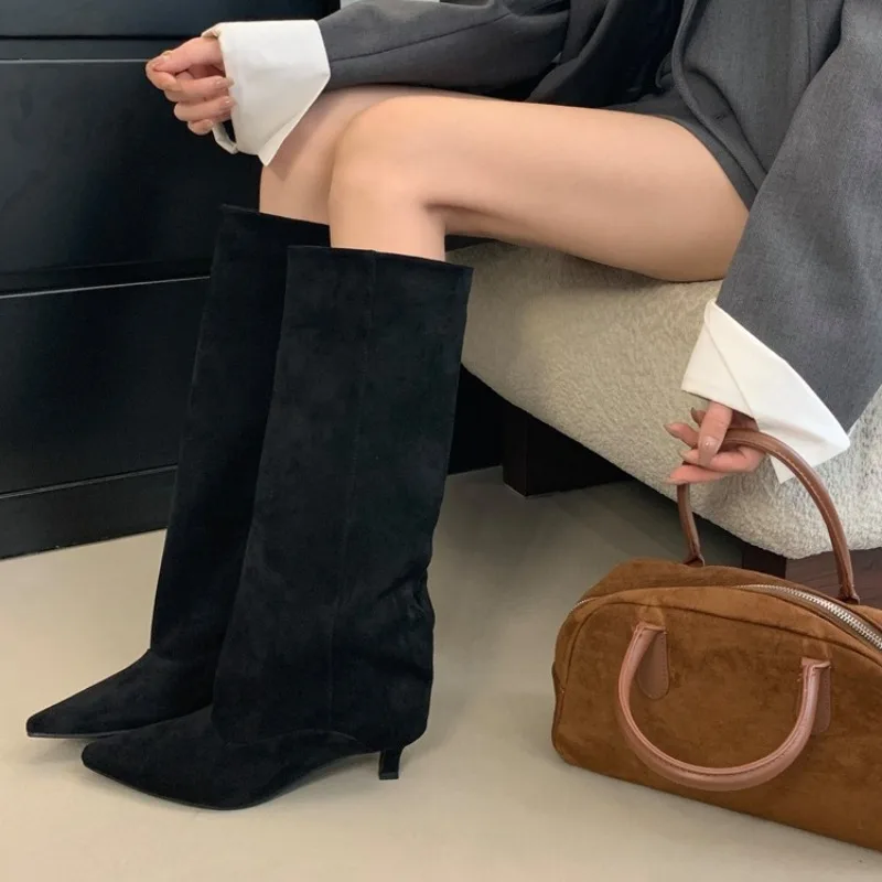 2026 Trend Designer Retro Stilettos Women's Modern Boots New Autumn and Winter Pointed Over-the-knee Slim Shoes Zapatos De Mujer image 5