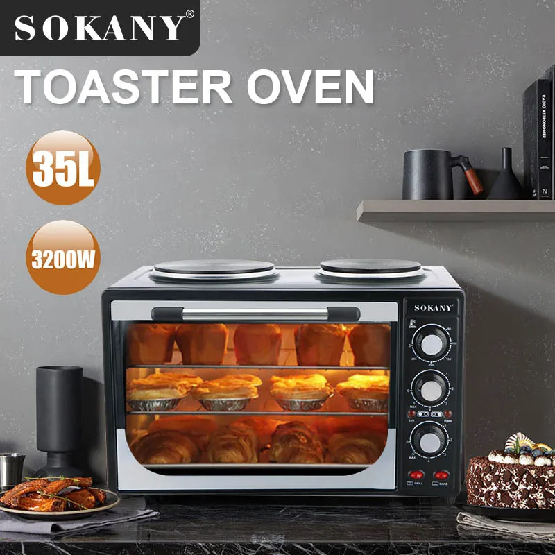 35L Countertop Toaster Oven, Multi-Function with Bake, Toast and Broiler, 3200 Watts, Timer and Auto-shutoff