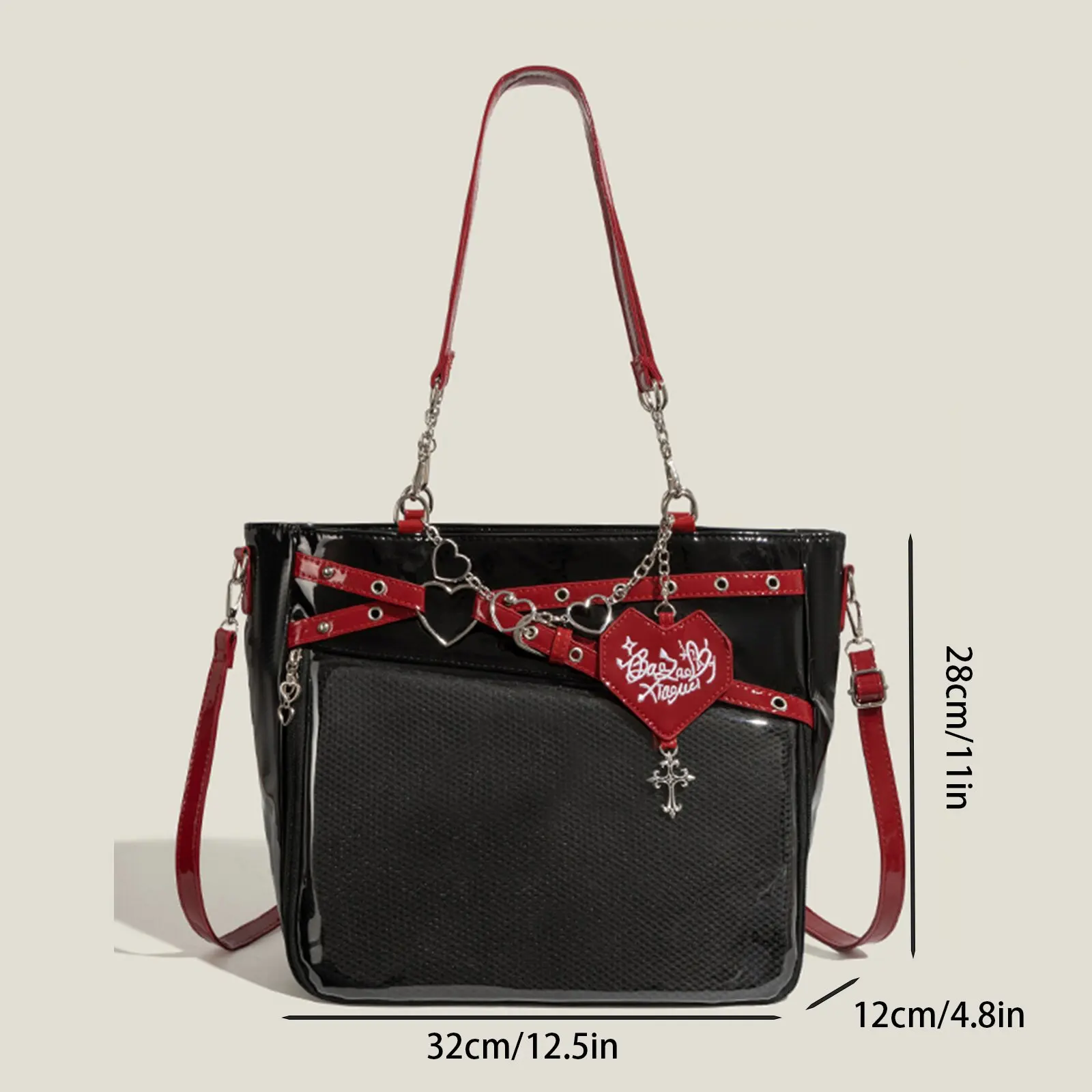 Neue große Kapazität Hot Girl Pain Bag transparente Schmerzschicht Herzschlag Flugbahn Umhängetasche Liebe Kette Umhängetasche – Detail 5