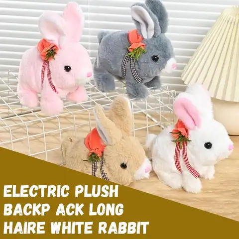 Hopping Rabbit Toy Walking Wiggle Ears Twitch Nose Plush Stuffed Bunny Toy Walking Rabbit Plush Toy Gift For Toddlers Birth A4y6