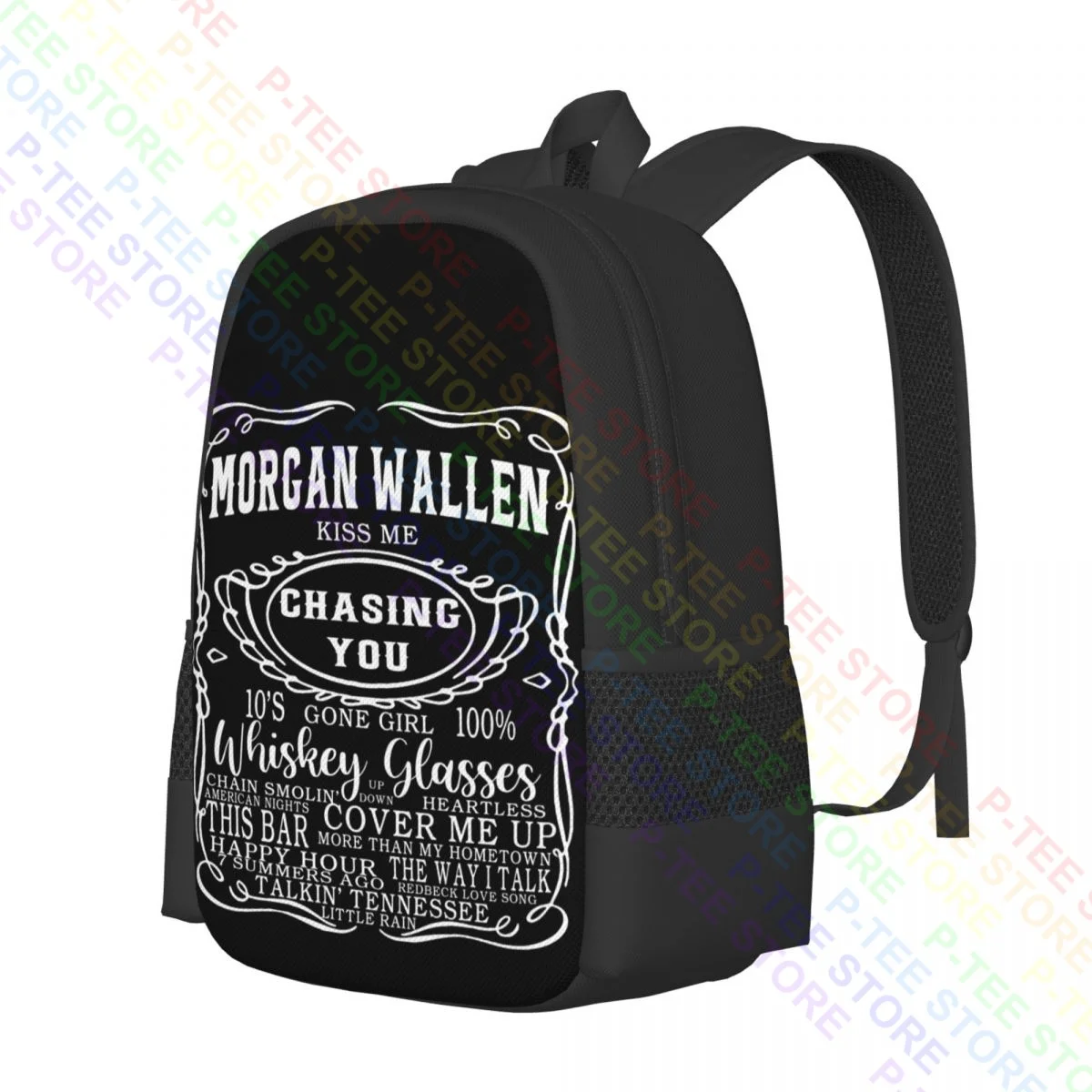 Morgan Wallen Kiss Me Chasing You Whiskey Glasses This Bar Happy HourBackpack Large Capacity School Large Capacity