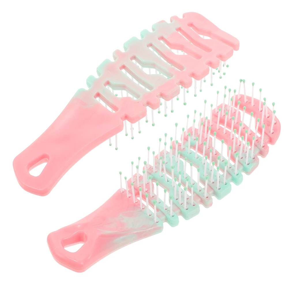 

2 Pcs Hair Comb Brush for Thin Cute Detangler Women Home Thick Curly Fine Curved Shaped Combs