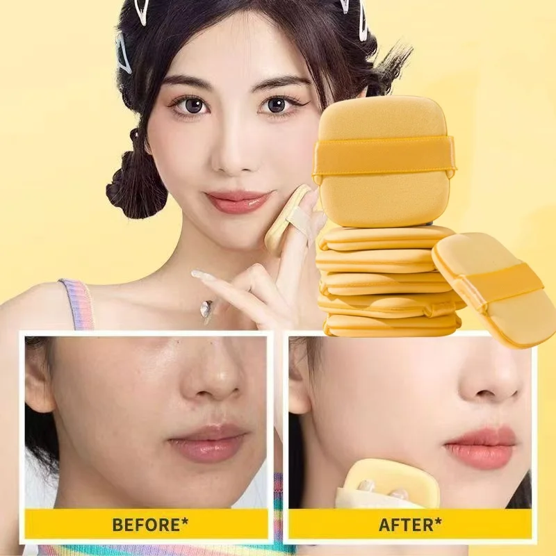 2024250 - Zestaw puszka do pudru i poduszki do nakładania, inspirowane ciasteczkami masłowymi, ultra miękkie, dwufunkcyjne do stosowania na sucho i na mokro, gąbka o minimalnym pochłanianiu produktu