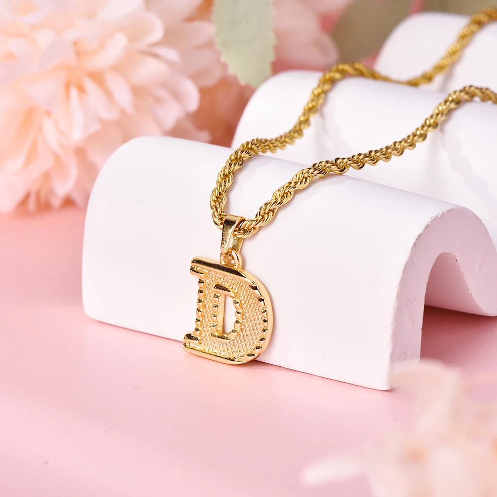 

Gold Alphabet Letter Initial Friendship Bridesmaid Initial Pendant Twisted Rope Gift Chain Necklace Letters Necklaces For Women