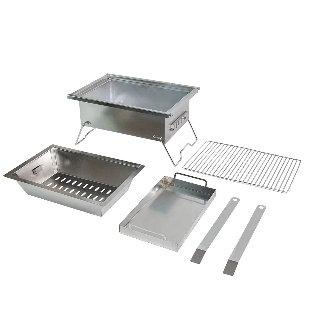 

Charcoal Bbq Grill Wood Fire Pit Cooking Stove For IGT Table & Camping Fishing Travel