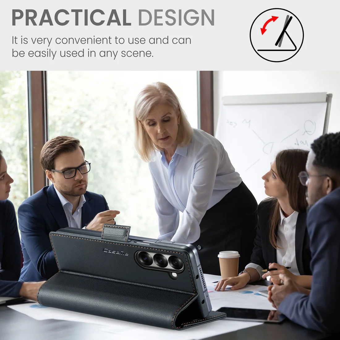 High-end negócios sle bla suporte de couro caso de telefone para samsung galaxy z fold 7 corpo inteiro à prova de choque carteira titular do cartão capa