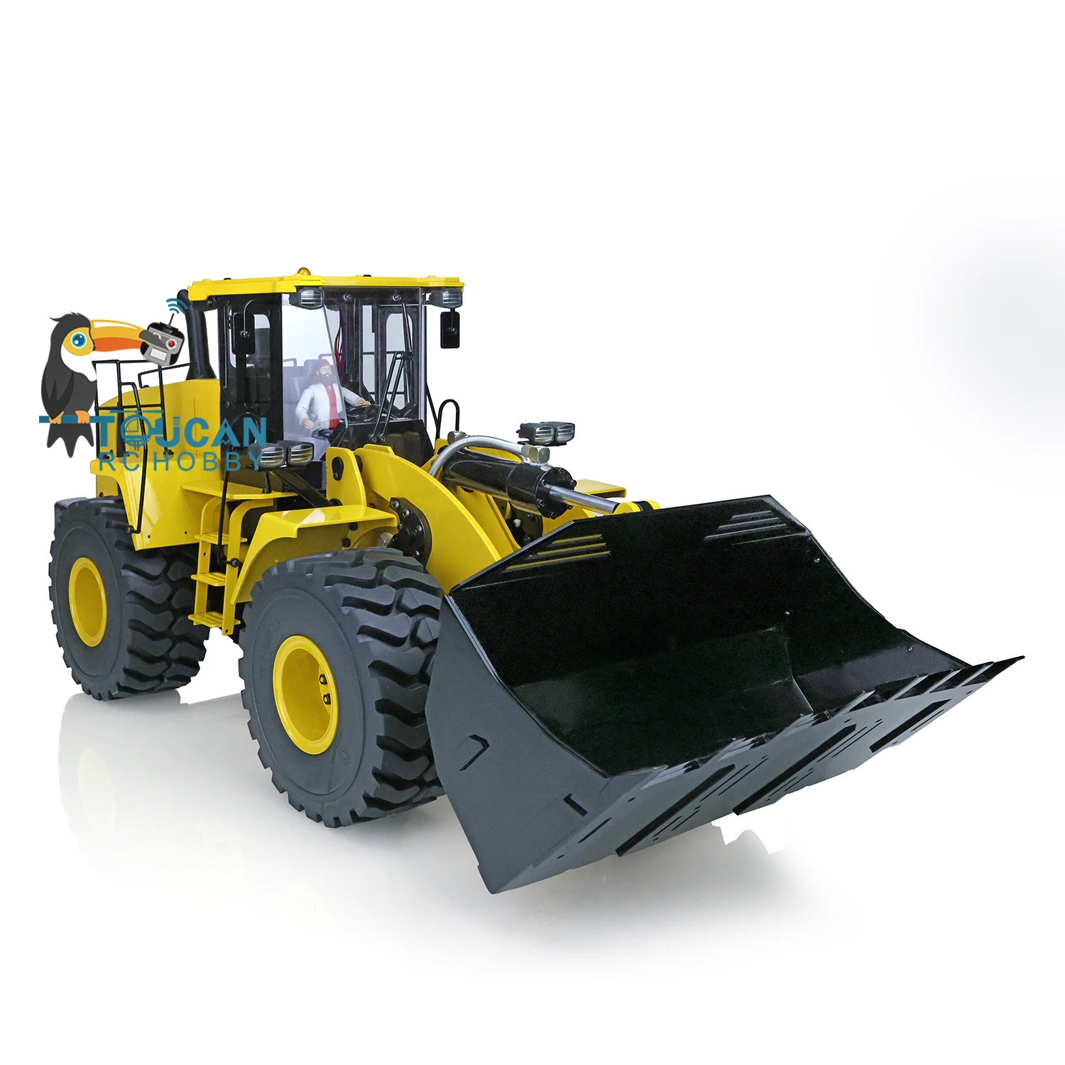 XDRC 1/14 Finished Metal Hydraulic RC Loader WA470 Model Yellow Painted 980L Lights Sound System Servo Motor Toys TH18403