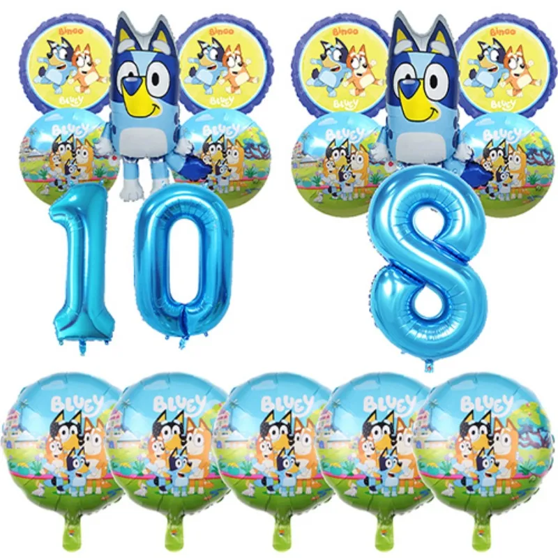 Lpcs Blueys Bingo Balloon Set Children Anime Cartoon Cute 1-10 Birthday Number Airballoon Boys Girls Party Decorative Products