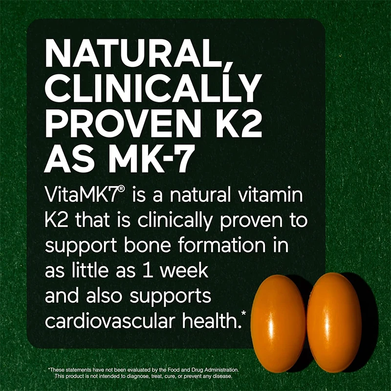 فيتامين د3 + فيتامين ك2 الطبيعي 1100 ميكروجرام زيت جوز الهند والزيتون العضوي - مكمل دعم العظام -60 كبسولة هلامية