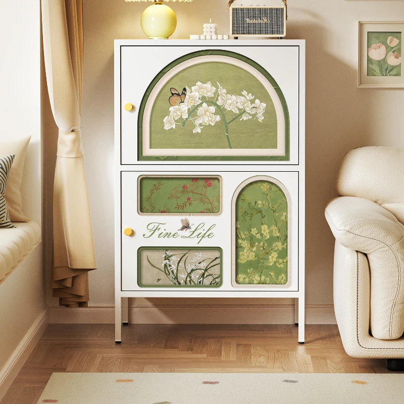 

French Cream Bucket Cabinet Living Room Storage Cabinet Dining Side Locker Sofa Wall Locker Household Iron Cabinet