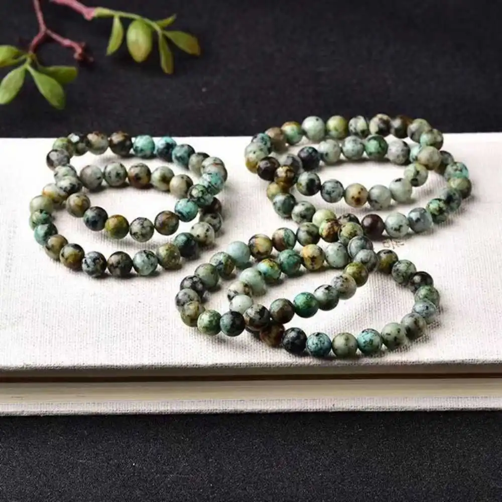 

8mm Beautiful Natural African Turquoise Lucky Bracelet Elegant Bohemia Chakra Blessing Buddhism Jewelry Restore Beaded Prayer