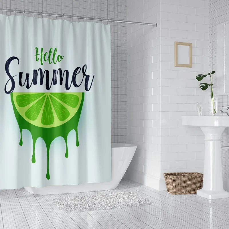 Summer Fruits Shower Curtains Bathroom Curtain Frabic Waterproof Polyester Bath Curtain with Hooks