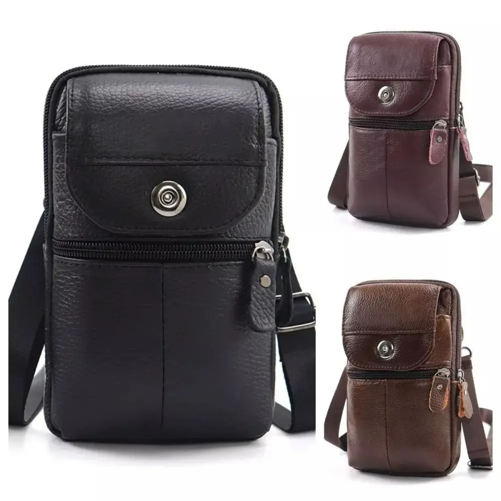 

PU Leather Mobile Phone Pouch Multifunctional Multi-layer Vertical Phone Belt Hanging Pouch Waterproof Leisure Cards Holder