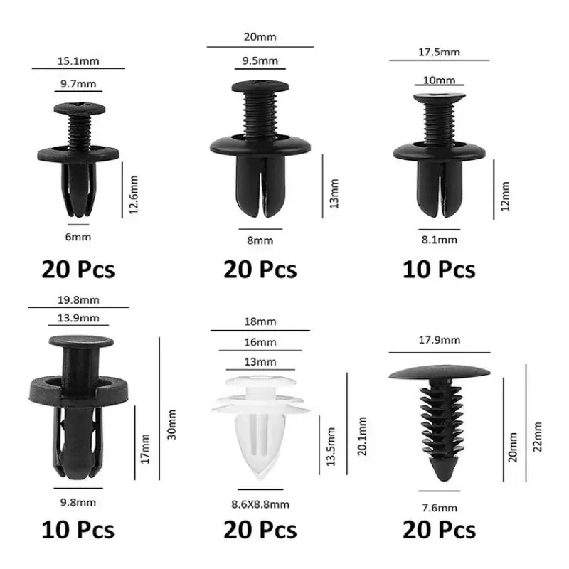 135 pièces/100 pièces voiture en plastique retenue Clips ensemble Auto garde-boue punaise Rivet porte garniture panneau retenue voiture pare-chocs attaches Clips outil