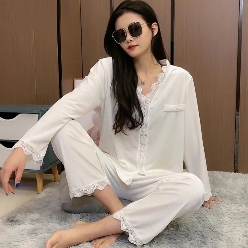 Golden Velvet Pajama For Women's Spring Autumn 2025 New Female Long Sleeve Home Furnishing Set Ladies Pants 2PCS