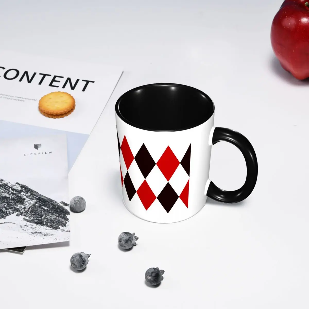 Harlequin Plaid Playing Cards Diamond Mug Funny Ceramic Coffee Cups Tea Mugs Milk Cup Drinkware Gift for Woman Man