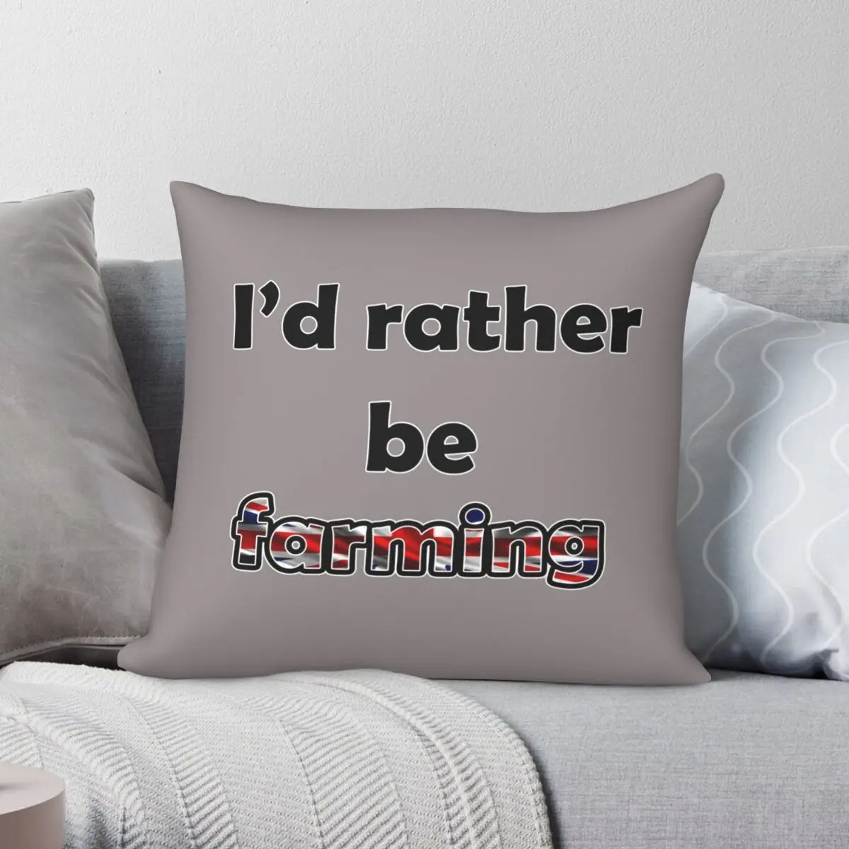 I'd Rather Be Farming Uk Square Pillowcase Polyester Linen Velvet Creative Zip Decor Throw Pillow Case Sofa Cushion Cover 45x45