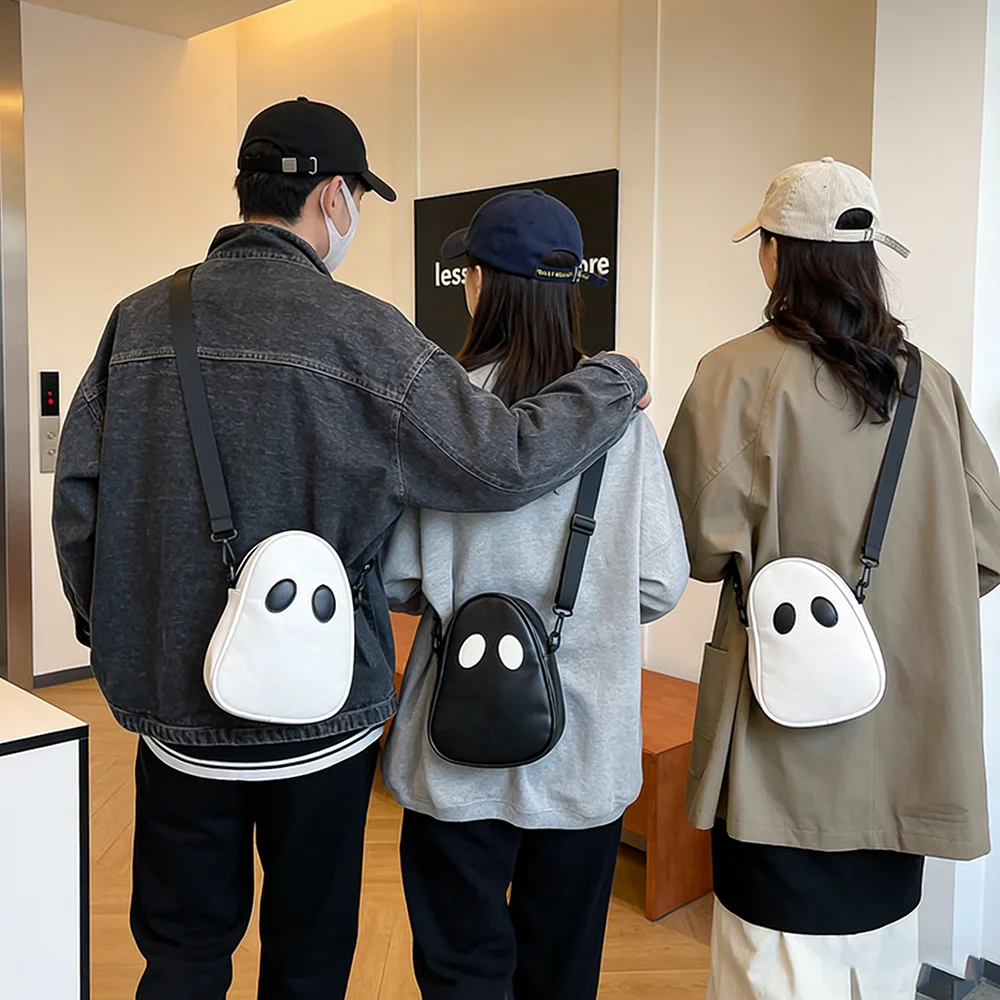 

New Fashion Women's Ghost Demon Print Sling Bag | Cute Funny Crossbody Purse | PU Leather Color Block Tote Bag for Daily Use