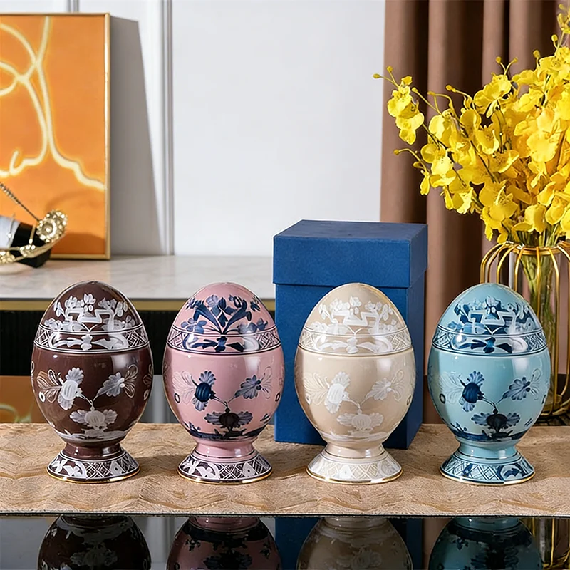 Europe Oriental Series Bone China Egg Cup with Lid High-end Gilded Design Desktop Decoration Luxury Gift Box for Home Restaurant
