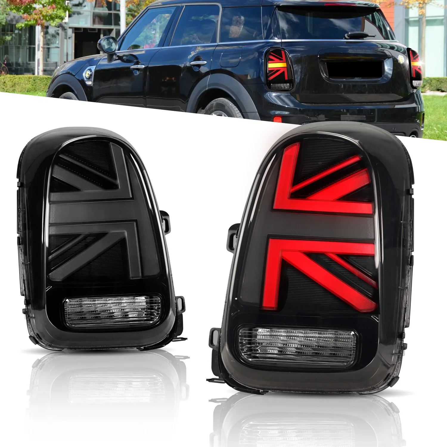 Pair LED Tail Lights For BMW Mini Cooper Countryman F60 2017-2022 Rear Brake Reverse Sequential Turn Signals Taillights