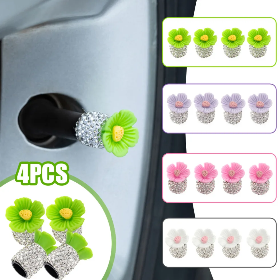 4pcs Car Wheel Valve Cover Cherry Styling Decorative Car Tire Valve Universal Cap Car Valve Stem Dust Cover Auto Accessories