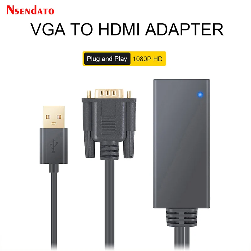 

VGA2hdmi Plug and play mini VGA To HDM Output Cable Converter adaptador adapter 1080P HDMI VGA Audio TV AV HDTV PC Video Cable