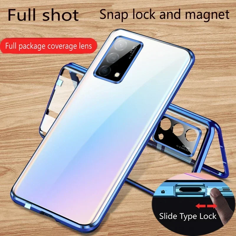 

Double Sided Glass Magnetic Adsorption Metal Snap Lock Case for Redmi 14C A4 Note 14 13 Pro Plus 5G 4G Camera Lens Cover Cases
