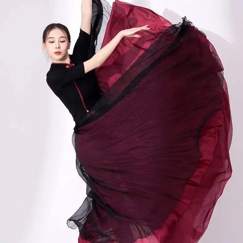 Abito da passione Danza classica che scorre Gonna grande altalena Costume grande Abito in garza rossa Abito Han Gonna lunga Costume da ballo classico