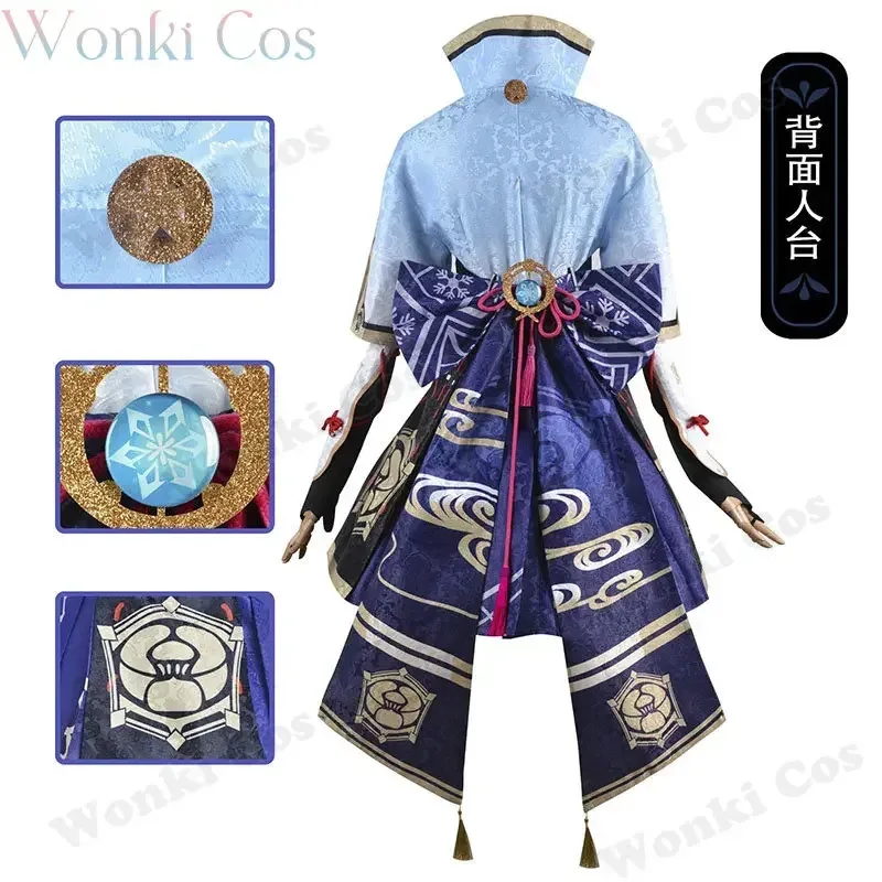 Kamisato Ayaka costume cosplay parrucca impatto Ayaka vestito cosplay ventilatore pieghevole Ayaka scarpe set completo