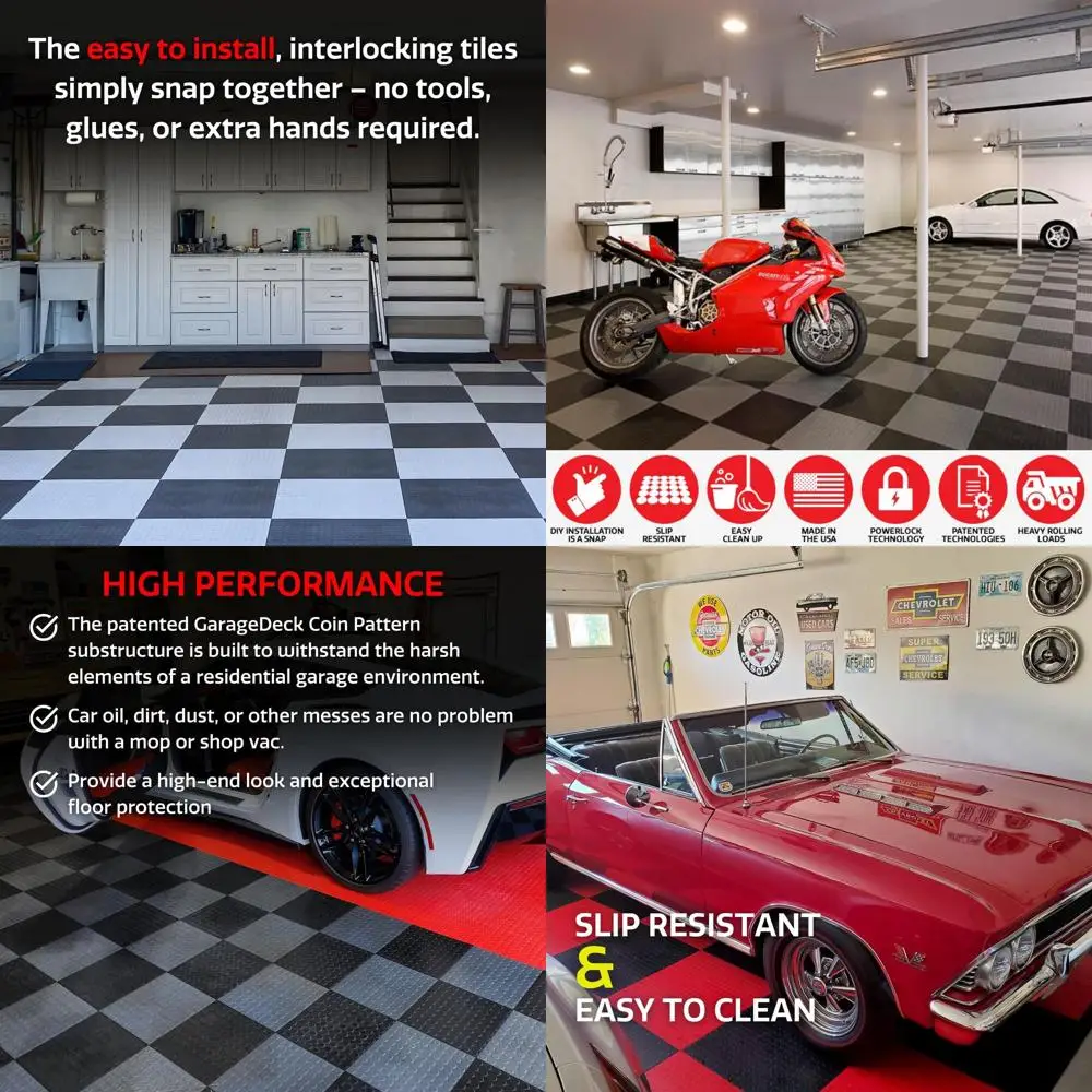 

Interlocking Durable Copolymer Garage Floor Tiles, Non-Slip, White, 48 Pieces of 12x12