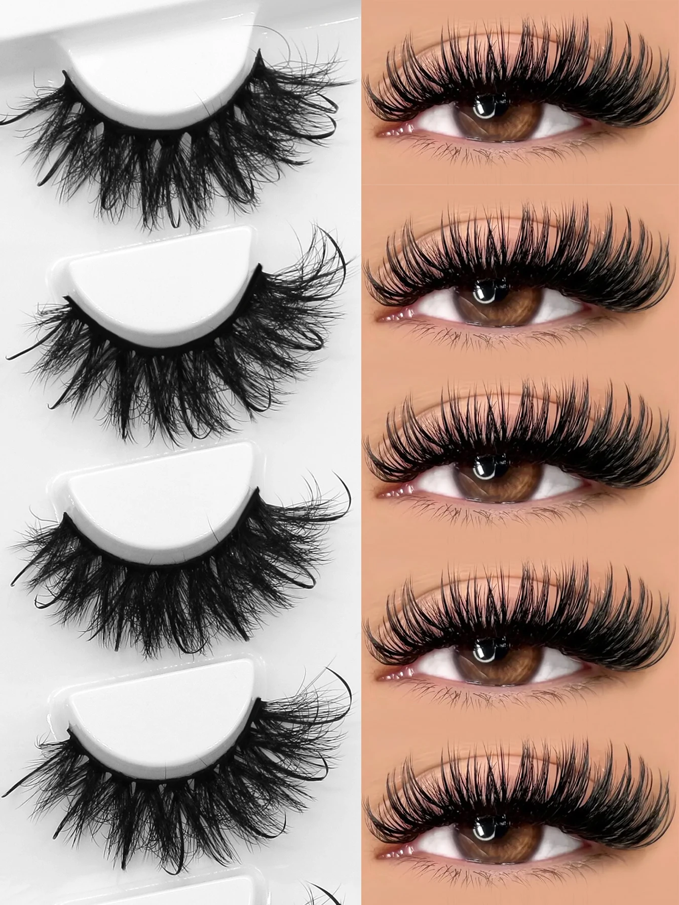 GROINNEYA Fluffy Eyelashes 3D Mink False Lashes Fluffy Soft Cross Manga Lashes Wispy Volume Mink Lashes Dramatic Makeup