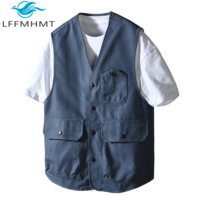 

Z884 весна-лето модный мужской повседневный однотонный хлопковый жилет свободного покроя удобный стильный повседневный жилет для отдыха мужские